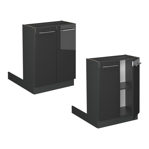 Îlot De Cuisine Fame-line 57276 Anthracite Haute Brillance 60cm Sans Pt