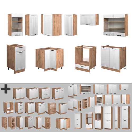 Cuisine En Angle Fame-line 57282 Blanc Campagne 190x60cm , Pt Marbre