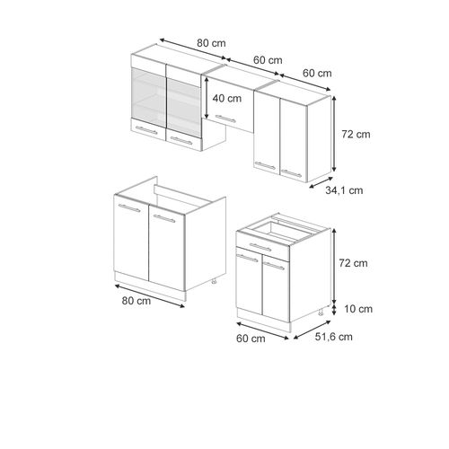 Cuisine Fame-line 57284 Gris Foncé 200cm Sans Pt