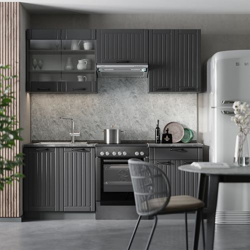 Cuisine Fame-line 57284 Gris Foncé 200cm Sans Pt