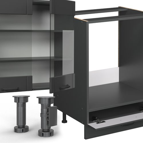 Cuisine Fame-line 57287 Gris Foncé 355cm , Pt Marbre