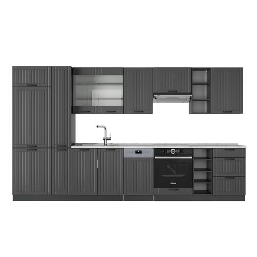 Cuisine Fame-line 57287 Gris Foncé 355cm , Pt Marbre