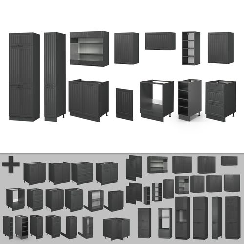 Cuisine Fame-line 57287 Gris Foncé 355cm , Pt Marbre