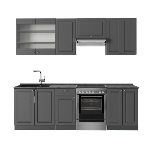 Cuisine Fame-line 57288 Anthrazit-gold Landhaus 240cm , Pt Anthracite