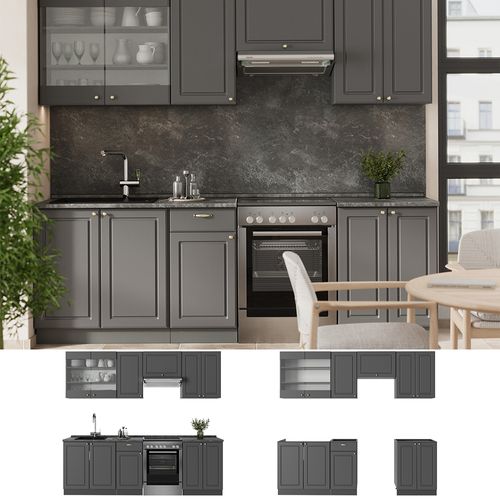 Cuisine Fame-line 57288 Anthrazit-gold Landhaus 240cm , Pt Anthracite
