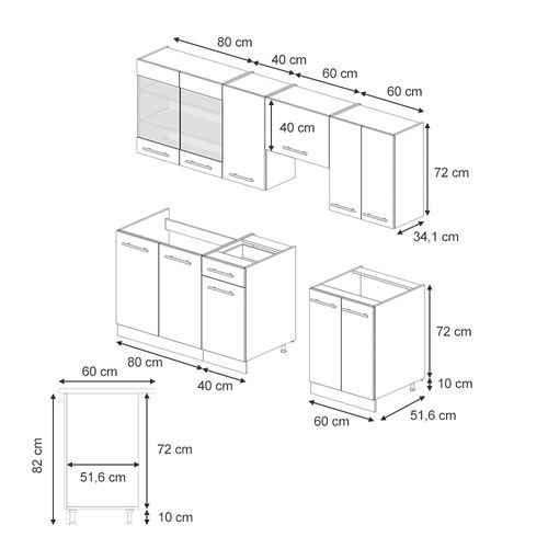 Cuisine Fame-line 57289 Anthrazit-gold Landhaus 240cm , Pt Marbre