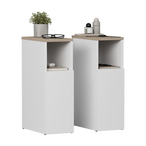 Table De Nuit Enton 57313 Blanc/sonoma Set De 2 Pièces