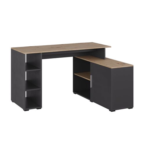 Bureau Dangle Rudy 57325 Anthracite/artisan 135x110cm Avec Des Étagères