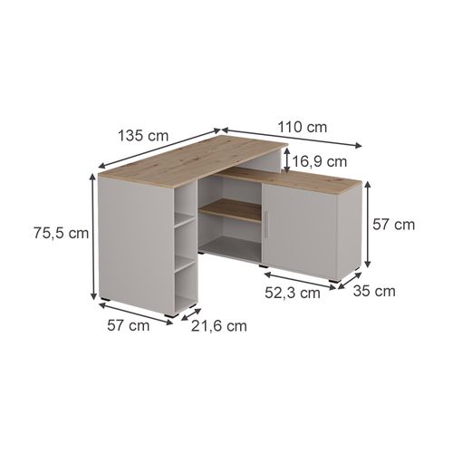 Bureau Dangle Rudy 57326 Cachemire 135x110cm Avec Des Étagères