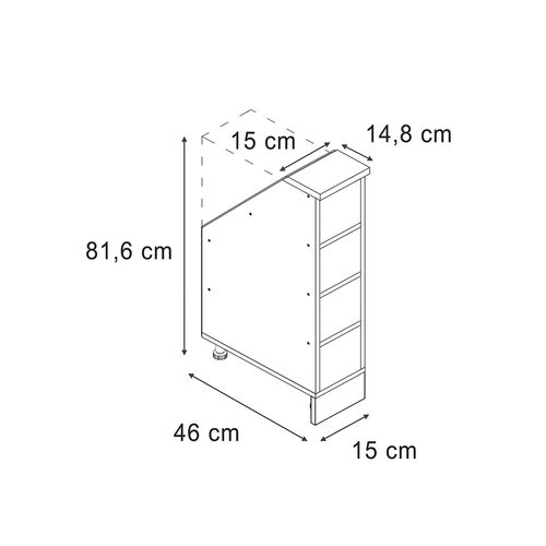 Meuble De Rangement Sous Pente Rion 57345 Blanc 15x81.6cm Avec 4 Compartiments