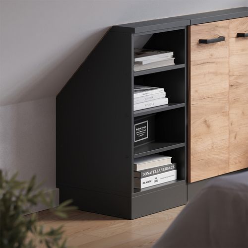 Meuble De Rangement Sous Pente Rion 57350 Anthracite 40x81.6cm Avec 4 Compartiments