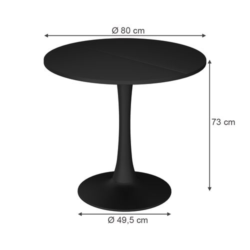 Table à Manger Carl 57359 Noir 80x80cm