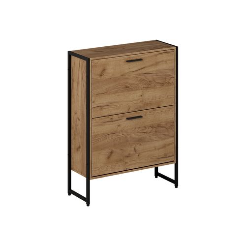 Benne à Chaussures Folda 57360 Chêne Doré/noir 63x83cm Avec 2 Compartiments Basculants