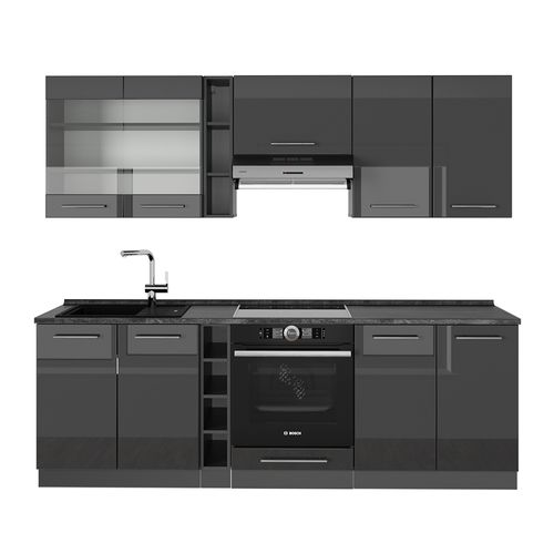 Cuisine Fame-line 57429 Anthracite Haute Brillance 235cm Sans Pt