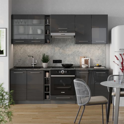 Cuisine Fame-line 57429 Anthracite Haute Brillance 235cm Sans Pt