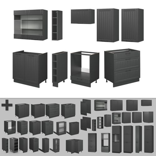 Cuisine Fame-line 57422 Gris Foncé 235cm , Pt Anthracite