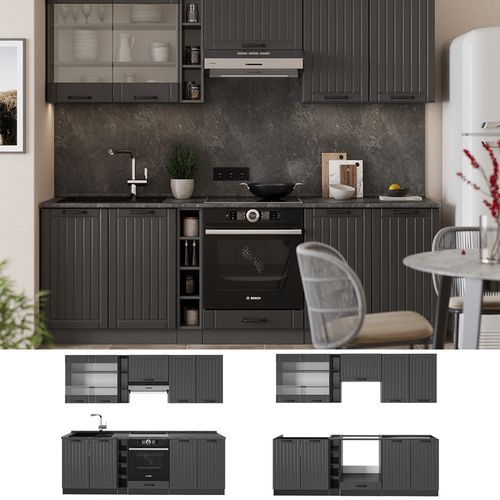Cuisine Fame-line 57422 Gris Foncé 235cm , Pt Anthracite