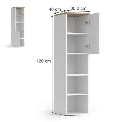 Armoire Universelle Wido 57434 Blanc/sonoma 30.2x120cm Avec Une Porte