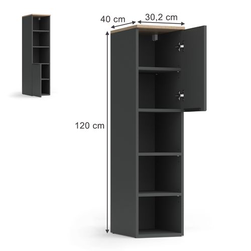 Armoire Universelle Wido 57435 Anthracite/sonoma 30.2x120cm Avec Une Porte