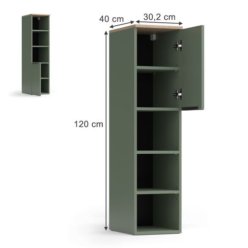 Armoire Universelle Wido 57437 Vert 30.2x120cm Avec Une Porte