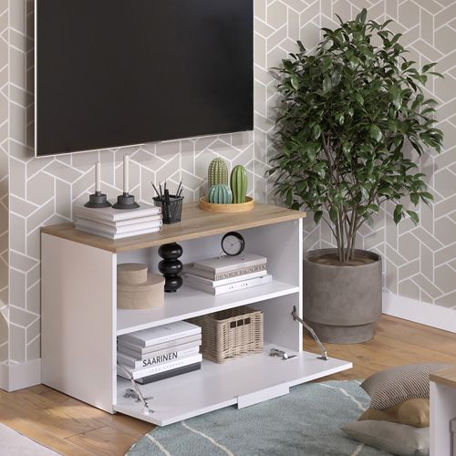 Commode Wido 57450 Blanc/sonoma 80x50cm Avec 1 Compartiment Fermé