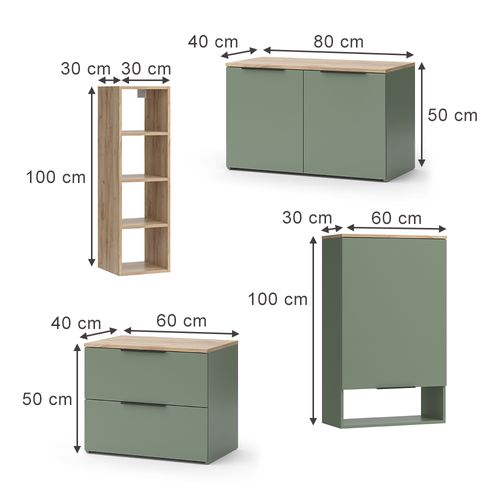 Meuble-paroi Wido 57454 Vert 5 Parties