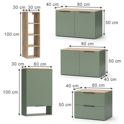 Meuble-paroi Wido 57459 Vert 5 Parties