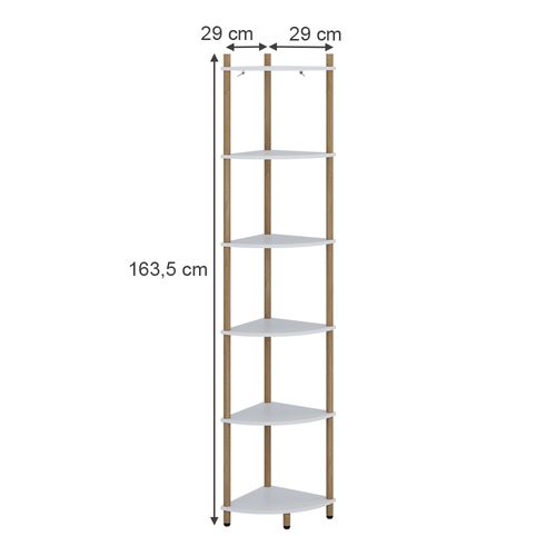 Étagère Dangle Bivio 57471 Blanc/pin 29x163.5cm Avec 6 Compartiments De Rangement