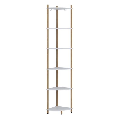 Étagère Dangle Bivio 57471 Blanc/pin 29x163.5cm Avec 6 Compartiments De Rangement