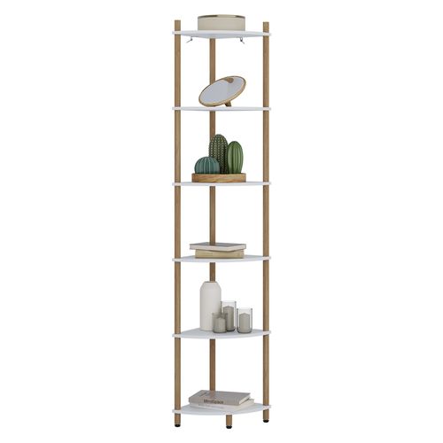 Étagère Dangle Bivio 57471 Blanc/pin 29x163.5cm Avec 6 Compartiments De Rangement