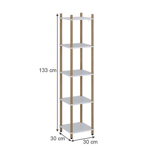 Étagère Dangle Bivio 57478 Blanc/pin 30x133cm 5 Surfaces De Rangement