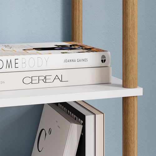 Étagère Dangle Bivio 57478 Blanc/pin 30x133cm 5 Surfaces De Rangement