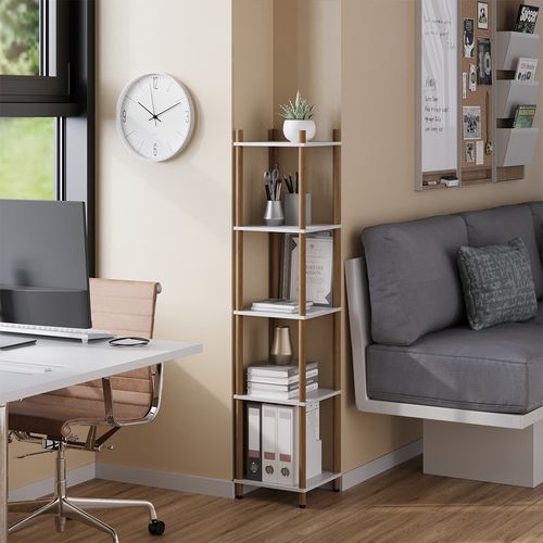 Étagère Dangle Bivio 57478 Blanc/pin 30x133cm 5 Surfaces De Rangement