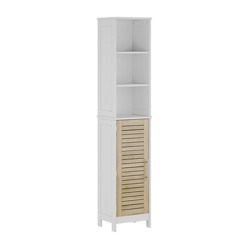 Meuble Salle De Bain Looma 57485 Blanc/chêne 35x173cm Avec 6 Compartiments