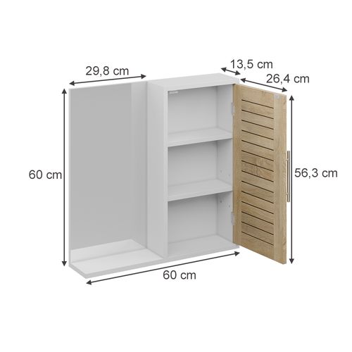 Armoire De Toilette Looma 57486 Blanc/chêne 60x60cm Avec 3 Compartiments