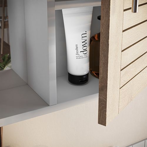 Armoire De Toilette Looma 57486 Blanc/chêne 60x60cm Avec 3 Compartiments