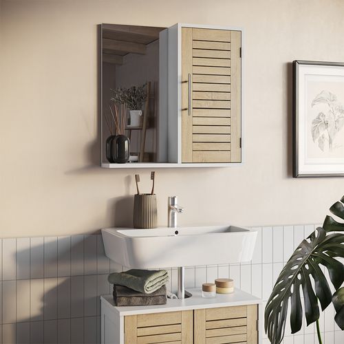 Armoire De Toilette Looma 57486 Blanc/chêne 60x60cm Avec 3 Compartiments