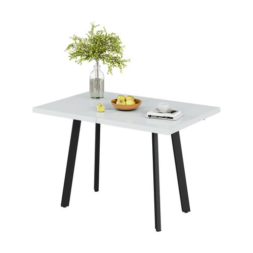 Table De Salle à Manger Tisko 57489 Blanc/noir 160x80cm Avec Plateau Extensible