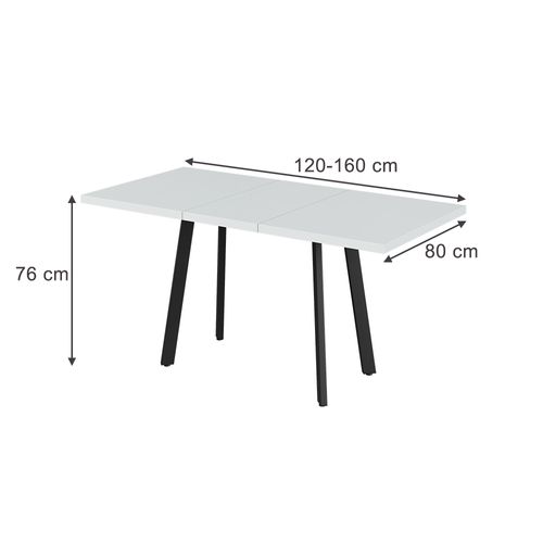 Table De Salle à Manger Tisko 57489 Blanc/noir 160x80cm Avec Plateau Extensible