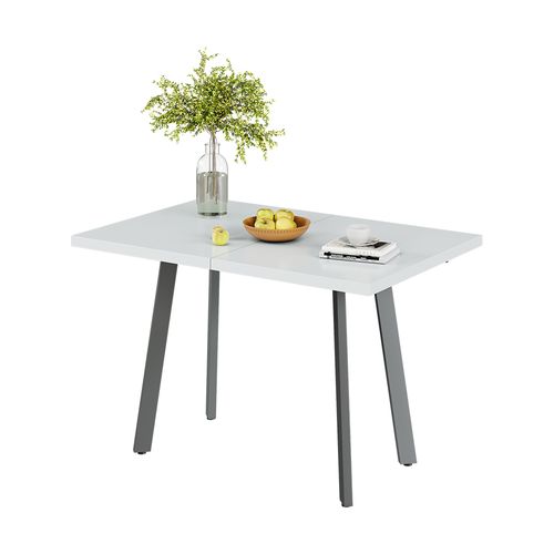 Table De Salle à Manger Tisko 57490 Blanc/gris 160x80cm Avec Plateau Extensible