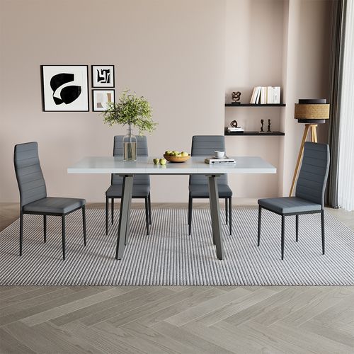 Table De Salle à Manger Tisko 57490 Blanc/gris 160x80cm Avec Plateau Extensible
