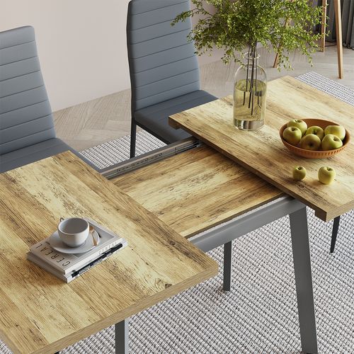 Table De Salle à Manger Tisko 57492 Chêne Rustique/gris 160x80cm Avec Plateau Extensible