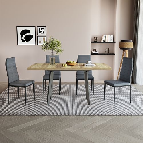 Table De Salle à Manger Tisko 57492 Chêne Rustique/gris 160x80cm Avec Plateau Extensible