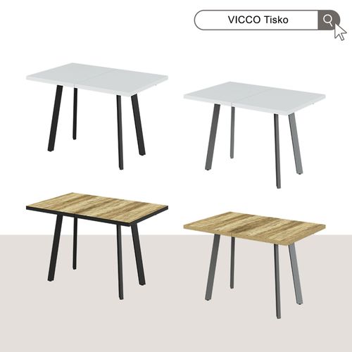 Table De Salle à Manger Tisko 57492 Chêne Rustique/gris 160x80cm Avec Plateau Extensible