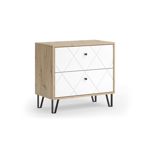 Table De Chevet Nizza 57493 Chêne Artisan 66x60.2cm Avec 2 Tiroirs