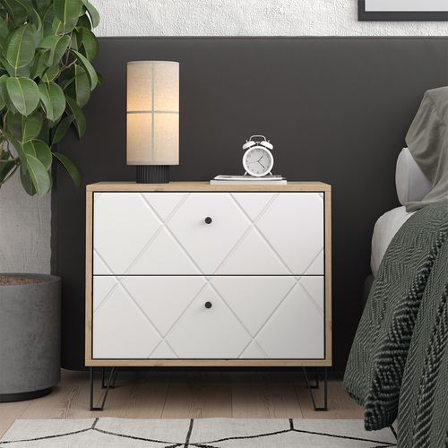 Table De Chevet Nizza 57493 Chêne Artisan 66x60.2cm Avec 2 Tiroirs