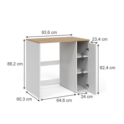 Armoire Machine à Laver Viktor 57506 Blanc/artisan 93.6x88.2cm Avec Compartiments Et Porte