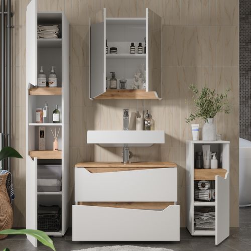 Meubles Bain Marelle 57519 Blanc 4 Parties