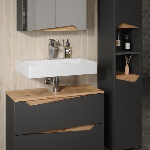 Meubles Bain Marelle 57522 Anthracite 3 Parties Avec Meuble Haut