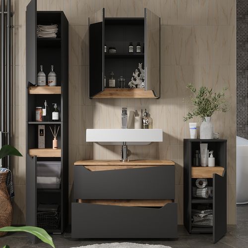Meubles Bain Marelle 57523 Anthracite 4 Parties